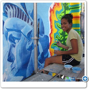 More work on the Statue of Liberty by artist Ashley Pratt.