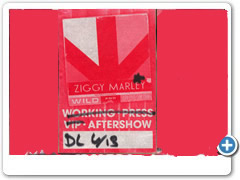 Dr. Bob Hieronimus’s Aftershow pass for the Ziggy Marley concert at the Howard Theatre in Washington D.C.