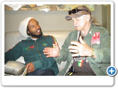 Ziggy Marley and Dr. Bob Hieronimus in Ziggy’s dressing room after the concert.