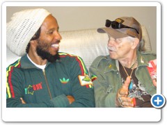 Ziggy Marley and Dr. Bob Hieronimus in Ziggy’s dressing room after the concert.